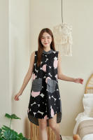 Chinese neck dress - halfeti rose | 99001