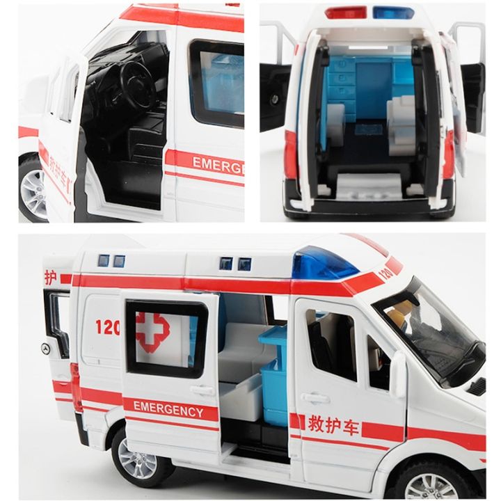 รถพยาบาลโลหะ1-32จำลองโรงพยาบาลด้วยเสียงและแสงรถ-diecast-ของเล่นโมเดลรถยนต์โรงพยาบาล