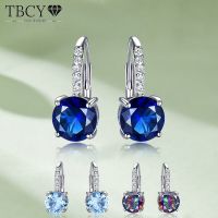 TBCYD Blue Sapphire Topaz Gemstone Drop Earring For Women Luxury AAA Cubic Zircon S925 Sterling Silver Clip Earring Fine Jewelry