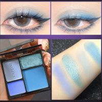 ✕ 4 Colors Punk Smokey Matte Glitter Eyeshadow Long Lasting Shimmer Eye Shadow Makeup Palette Cool Toned Black Blue Eye Pigment