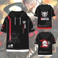 พร้อมหุ้นอะนิเมะเกม Arknights W คอสเพลย์ U Nisex แขนสั้น H Oodies คลุมด้วยผ้าเสื้อฤดูร้อนสบาย ๆ เสื้อผ้า