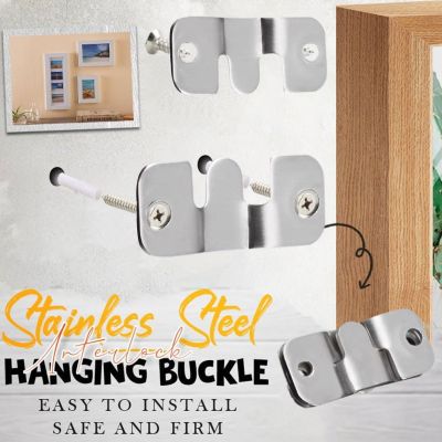 【CW】 4pcs Heavy duty wall picture frame hanger Display hook Sectional bed Interlocking Mount Bracket Screw