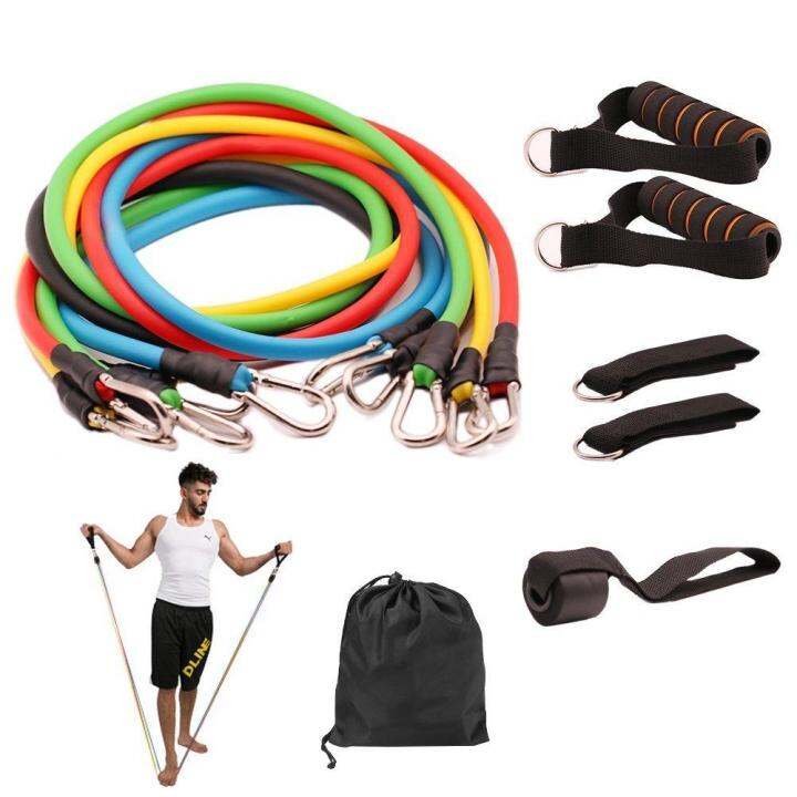 STAND HIGH 11pc Resistance Band Set with Door Anchor, Handles, Ankle