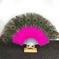 1pc Nice Feather Fan For Dance Props Hand Peacock Feather Folding Fan Wedding Handmade Fan Retro Feather Fan Веер Из Перьев