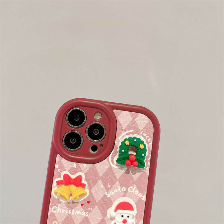 จีบ-christmas-sticker-กรณีโทรศัพท์สำหรับ-iphone14-stereo-gully-case-สำหรับ-iphone12promax-เคสโทรศัพท์สีชมพู-glitter-สำหรับ-iphone13-เคสซิลิโคนสีแดงสำหรับ-iphone11-เคสการ์ตูนคริสต์มาสสำหรับ-iphone14-pl