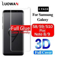 LUOWAN [2-Pack] สำหรับ Samsung Galaxy S8 Plus S9 Plus Note 8 Note 9กาวเต็มรูปแบบ3D กระจกกันรอยหน้าจอ [Case Friendly][0.18Mm Ultra-Thin High Aluminium] Anti Scratch/ ลายนิ้วมือ-ชัดเจน