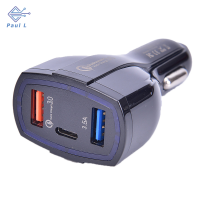 【Paul L】 QC3.0 Quick Charge ADAPTER 2พอร์ต USB + Type-C Fast Car Charger 5V/3.5A