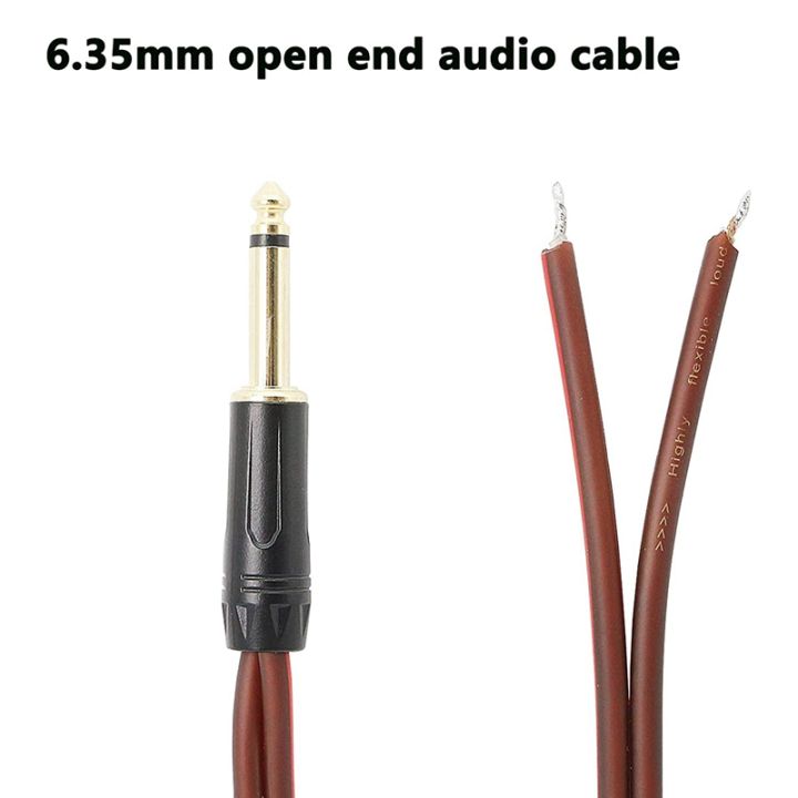 1-4-ts-to-speaker-bare-wire-audio-cable-to-6-35mm-male-mono-adapter-replacement-open-end-gold-plated-ofc-hifi-ts-speaker