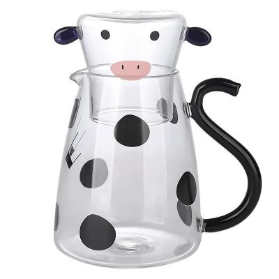 [ใหม่2023] แก้ววัวเย็นชุดกาต้มน้ำโปร่งใสน้ำถ้วยแก้วเหยือกน้ำชากาต้มน้ำกาชงกาแฟเหยือกนมเหยือก