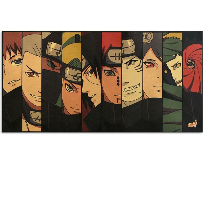 นารูโตะคราฟท์กระดาษโปสเตอร์ปวด-itachi-kisame-kurama-bijuu-akatsuki-โปสเตอร์ทีมศิลปะวินเทจจิตรกรรมตกแต่งสติ๊กเกอร์ผนังห้อง