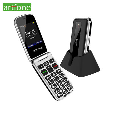 Artfone F20สีดำปุ่มใหญ่พลิกโทรศัพท์อาวุโส（เมนูภาษาอังกฤษ）