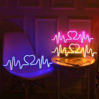 LED Neon Night Light Acrylic Heartbeat Lighting for Home Bedroom Party Bar Wedding Decoration Neon Lamp for Children Gift