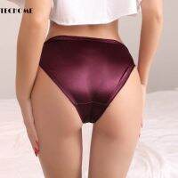 2022 Sexy Letter Embroidered Briefs Satin Panties for Women Mid Waist Underpants Fungus Decor Woman Underwear Lingerie for Girls