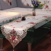 HELLOYOUNG Embroidered Rose Flower Cutwork Fabric Lace Table Runner Wedding Party Tablecloth Home Decor 4 Size