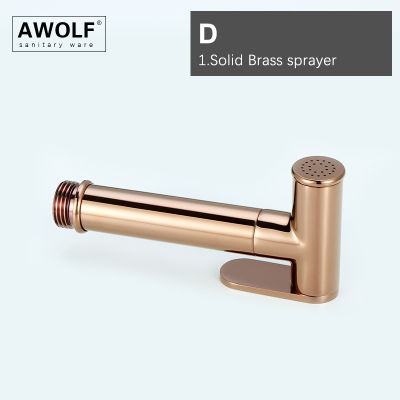 Rose Gold Solid Brass Hand Held Toilet Bidet Sprayer Polishing Douche Kit Angle Valve Shattaf Bidet Faucet Shower Spout AP2293