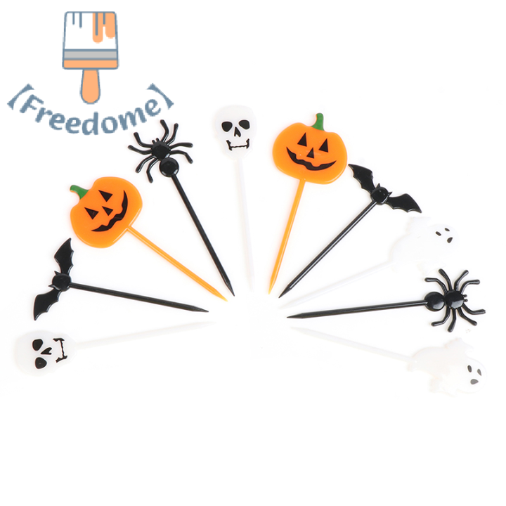 freedome-8ชิ้น-เซ็ต-halloween-fruit-fork-การ์ตูนเด็กขนมเค้กขนม-pick
