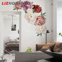 ดอกโบตั๋นบ้าน LIZHOUMIL สติกเกอร์ติดผนังลายตกแต่งสำหรับห้องนั่งเล่นห้องนอน