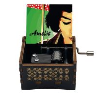 Amelie Movie Black Wooden Music Box Color Printed La Valse DAmelie Theme Kids Birthday Handed Gift Cute Christmas Decoration