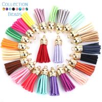 【CW】 10/50/100pcs 35mm Colorful Suede Faux Leather Tassel Keychain Cellphone Straps Jewelry Pendant Charms Finding