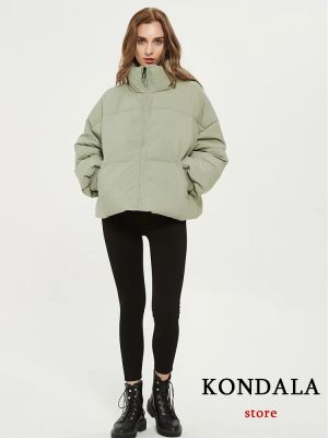 KONDALA Autumn Winter Women Jackets Thicken Streetwear Oversized Parkas Long Batwing Sleeve Pockets Fashion 2023 Female Coats