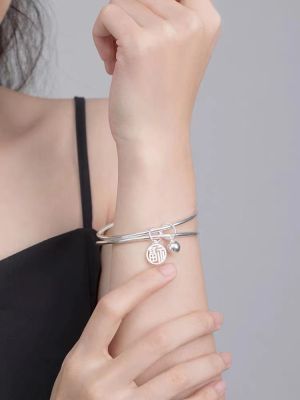 ✧ LaoXianghe sterlingbracelet female s999 young model footbracelet simple plain circle 2022 new birthday gift
