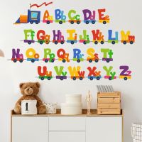 Cartoon Car Train 26 Letters Alphabet Wall Stickers for Kids Rooms Home Decor Children Wall Sticker Stickers