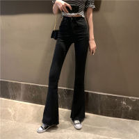 Vintage Autumn Black Tassel Bell Bottom Jeans Women Slim High Waist Flare Jeans Mom Elastic Skinny Ankle Denim pants Streetwear