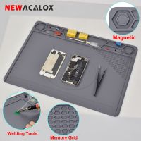 NEWACALOX Soldering Mat Heat Resistant Magnetic Silicone Electronic Repair Mat For Cellphone PCB Board Soldering Station Iron