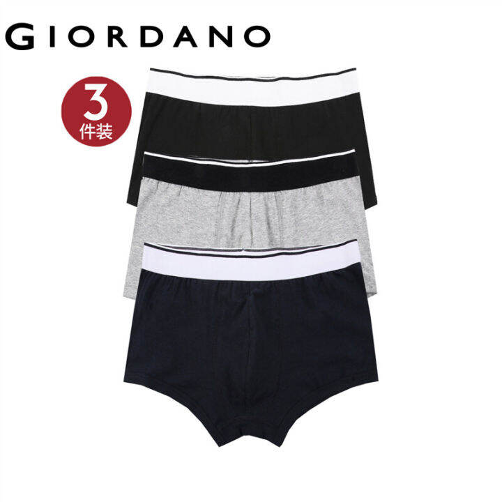 Giordano Men Underwear 3 Pack Boxers Briefs For Men Elastic Plain Underwears Cotton Spandex 7144