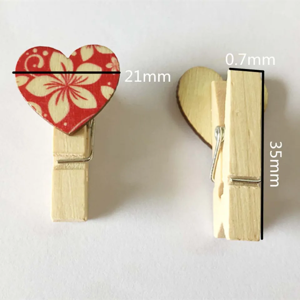 EDDY SONG Mini Love Heart Wooden Clothespin Office Supplies Memo Clips  Craft DIY Clips Photo Cards Peg Craft Clips Postcard Clips Photo Clip  Wooden Clips