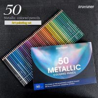 Brutfunner 12/50pcs Color Set Pearlescent Metallic Pencils Bright Colored Pencils School Office Art Painting Set Art Supply Drawing Drafting