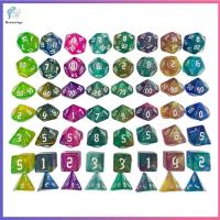 BENNETTGC 7Pcs/set สองสี ลูกเต๋า DND D4 D6 D8 D10 D12 D20 7-Die Table Game ลูกเต๋าเกม หลายเหลี่ยมเพชรพลอย อะคริลิค ลูกเต๋าหลายด้าน TRPG DND