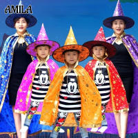 AMILA ชุดเสื้อคลุมสำหรับเด็กเล่นฮาโลวีนชุดเสื้อคลุมสำหรับเด็กชุดคอสเพลย์เสื้อคลุมดาวห้าแฉกชุดเสื้อคลุมสำหรับบุรุษ + หมวก