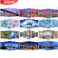 HUACAN Diamond Painting 5pcsset landscape Needlework Cross Stitch Full Square Diamond Embroidery Multi-picture Gift