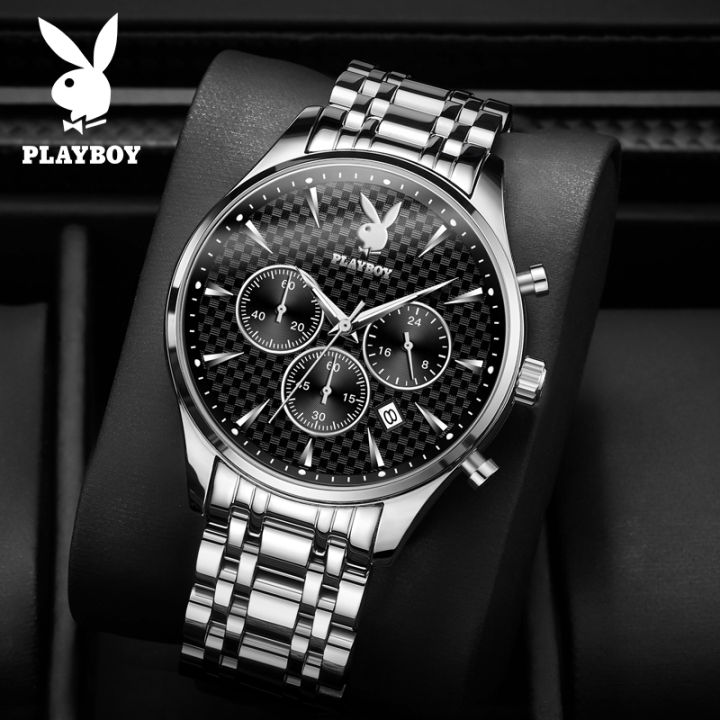playboy-นาฬิกาข้อมือหรูหราสำหรับชาย2023ขายกันน้ำ-แฟชั่นหล่อ-multifunctional-โครโนกราฟเรืองแสงนาฬิกานาฬิกาควอตซ์