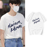 Tee✲♗◈  Maison Kitsune สำหรับทั้งหญิงและชายแขนสั้นเสื้อยืดลำลองผ้าฝ้ายพิมพ์ตัวอักษร Tee