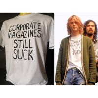 เสื้อวงนำเข้า Kurt Cobain Corporate Magazines Still Suck Nirvana Grunge Retro Style Vintage T-shirt