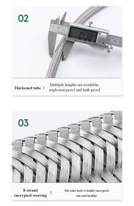 sus304สแตนเลสถักโลหะท่อน้ำเข้าเครื่องทำน้ำอุ่นการเชื่อมต่อห้องน้ำ1-2ห้องน้ำท่อเย็นและน้ำร้อนเชื่อมต่อท่อ