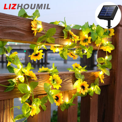 LIZHOUMIL หลอดไฟประดับแบบสายทานตะวัน Led พลังงานแสงอาทิตย์,หลอดไฟประดับแบบสายไฟสายแบบเทพนิยายปรับได้8โหมดสำหรับตกแต่งสวนกลางแจ้ง