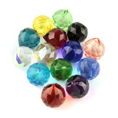 Colorful Color Glass Prism Chandelier Pendant Feng Shui Crystal Faceted Ball For Hanging Decoration