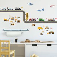 Cartoon Cars Traffic Kids Room Wall Stickers Removable Nursery Decor Kindergarten Art Kids Posters Classroom Home Decoration Wall Stickers Decals