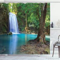 【hot】✔  Landscape Scenery Shower Curtain Products Polyester with 12 Hooks