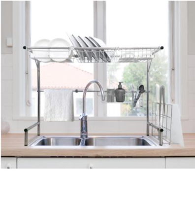 Expandable dish drainer over the sink, stainless steel, size 72x30x60 cm.