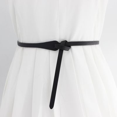 Decorative Knotted Belt Ladies Korean Version Matching Dress pu Thin Vintage ins Style Narrow Lace