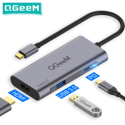 QGeeM USB C Hub for Pro 3 Port USB Type C Hub 3.0 PD HDMI for Matebook Pro USB Adapter Splitter Dock OTG