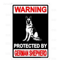 Warning Protected By German Shepherd. Vintage Metal Sign Retro Tin Plate Classical Dog Painting Wall Decoration For Bar Family