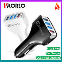 VAORLO โทรศัพท์มือถือพอร์ตอะแดปเตอร์4สามารถใส่ได้กับ iPhone ที่ชาร์จแบตในรถ QC3.0แบบสากลสำหรับ Xiaomi Huawei