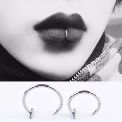 [AOER] Lips Rings Nose Fake Titanium Steel Ring Nose Ring Septum Piercing Clip In Mouth Ring Body Clip Hoop
