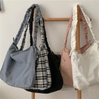 2022 New Fashion Folding Women Handbag Tote Ladies Casual Canvas Bag Aesthetic Elastic Band Shoulder Bag Beach Bolsa