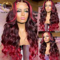 【LZ】☜  Topnormantic Highlight Burgundy Color 13x6 Lace Front Brazilian Human Hair Wigs for Women Body Wave Wig Preplucked Hairline